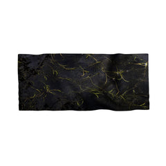 UNDER YTAN scarf flat on dark fabric with seaweed inspired pattern in soft yellow green tones