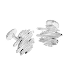 ALANDICA manschettknappar i 925 sterling silver med skiktade borstad ytor