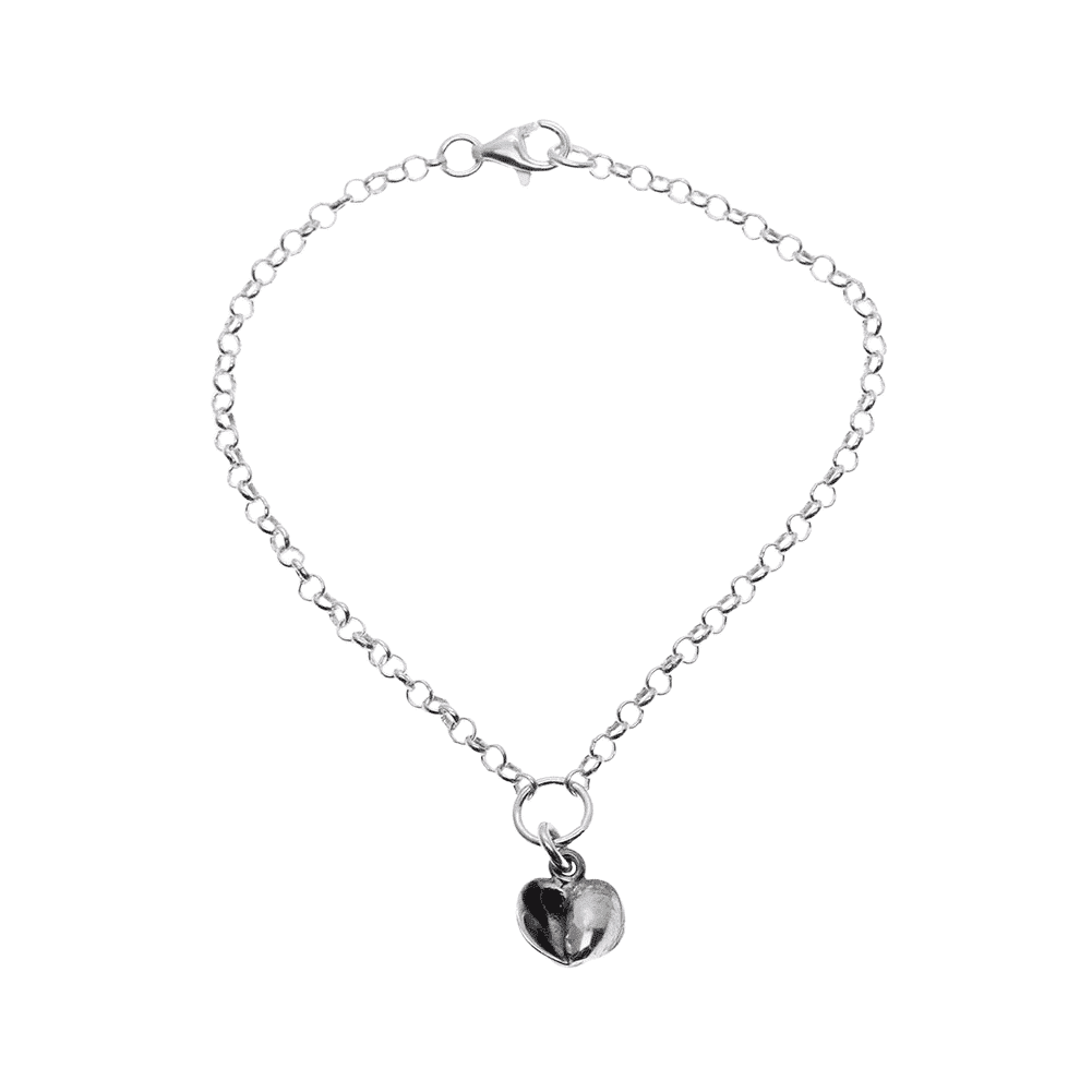 Silver 925 anklet with a hanging heart charm pendant