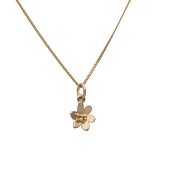 18K guld blomformigt hänge på tunn kedja halsband