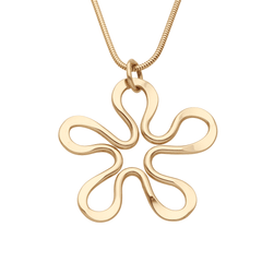 BLOMMAN 18K 2,0 halsband med stor blomformad hängsmycke i guld på ormkedja, diameter ca 34–38 mm
