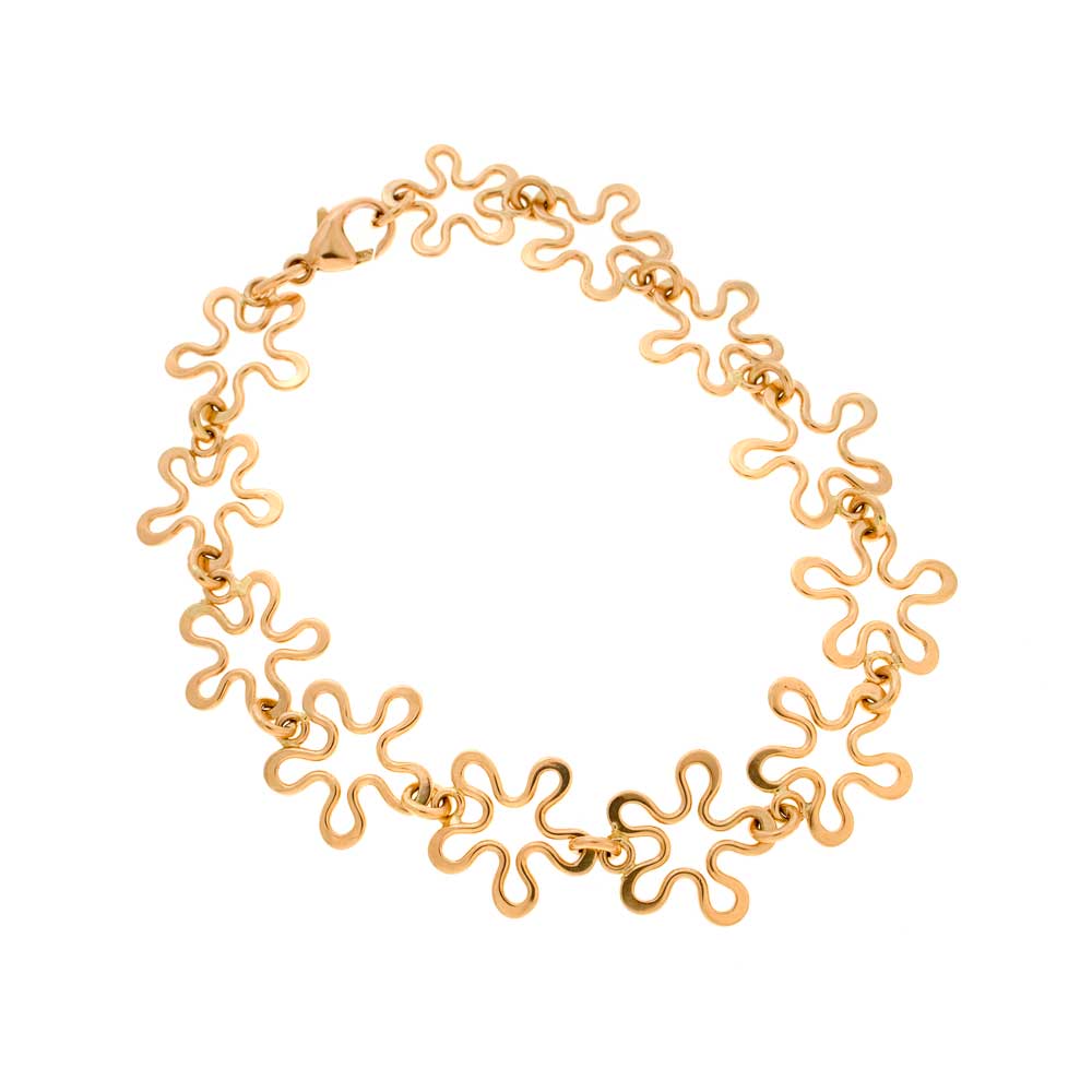 Exclusive 18K gold blomman bracelet with connected flower links about 19.5 cm long