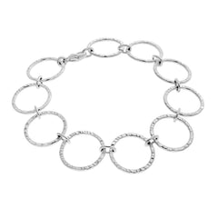 Circla armband med hamrade cirkellänkar i silver