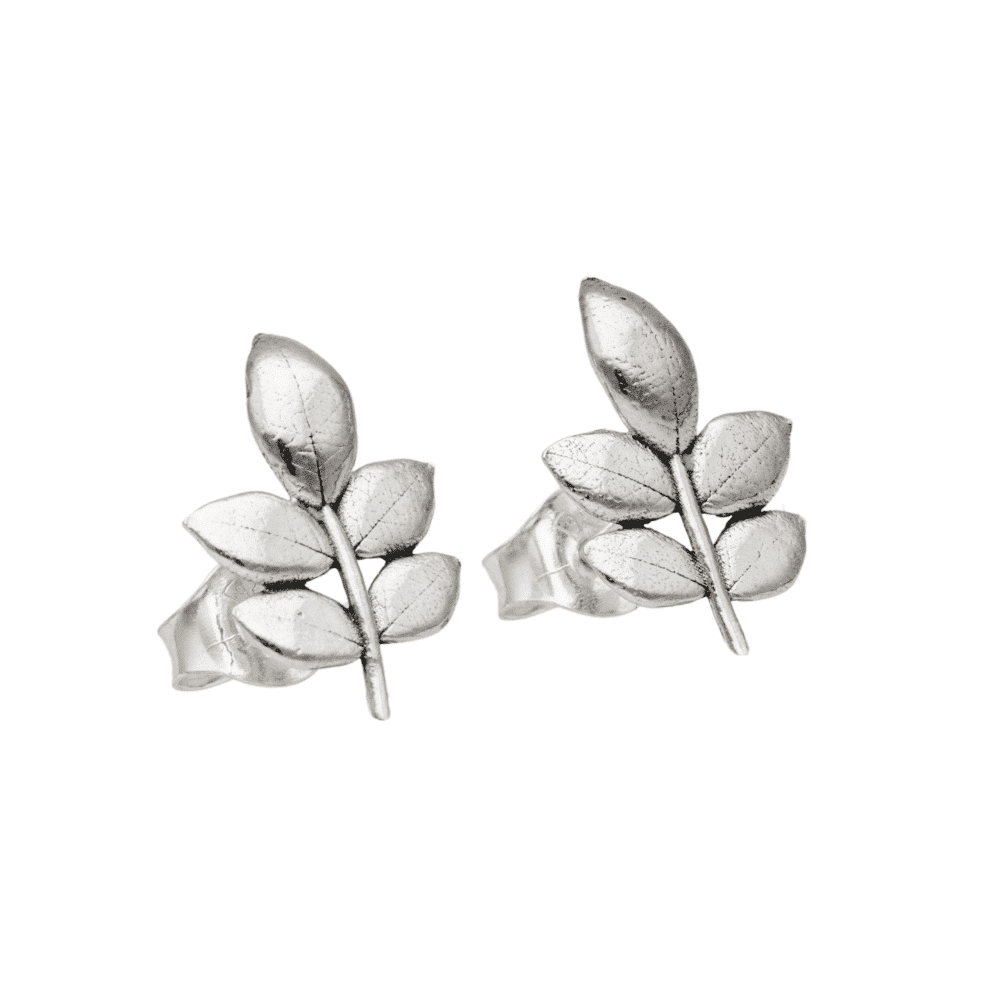EVA blad örhängen på stift i sterling silver