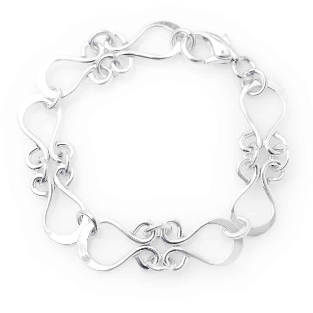FOLKLORE armband in sterling silver with flowing interlocking links forming a decorative circular bracelet