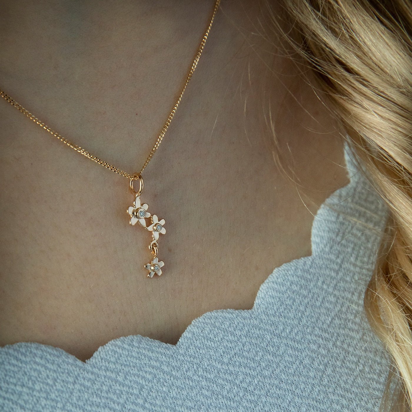 FÖRGÄT MIG EJ 18K halsband med diamanter - Guldviva Jewellery