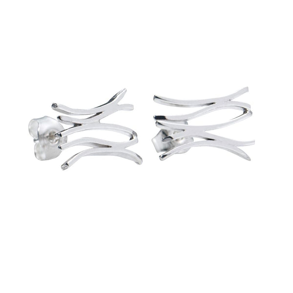 Grace stud earrings in 925 sterling silver with curved wave bars