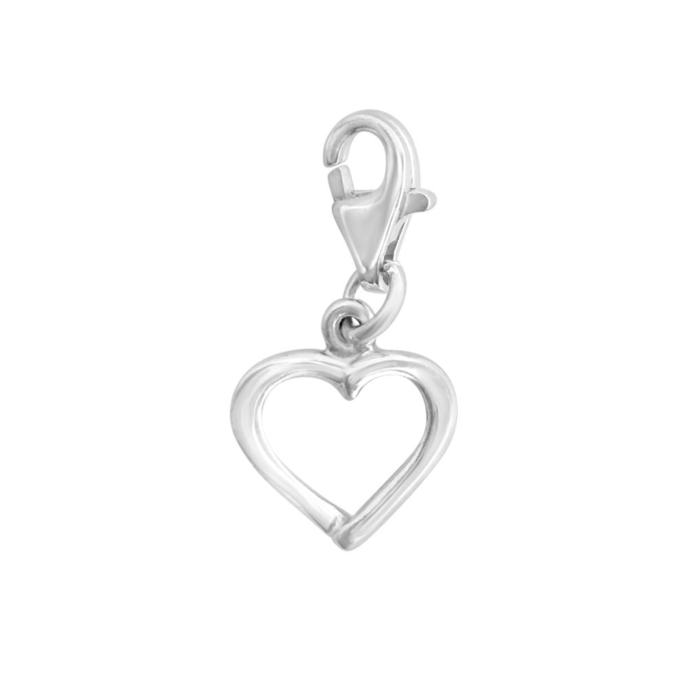 Sterling silver heart pendant charm on a chain bracelet