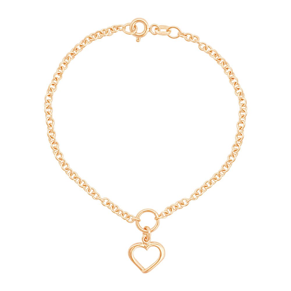 18K guld berlockarmband med öppen hjärtformad berlock