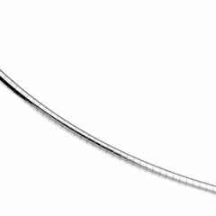 Close-up of a silver omega chain with polished rounded links