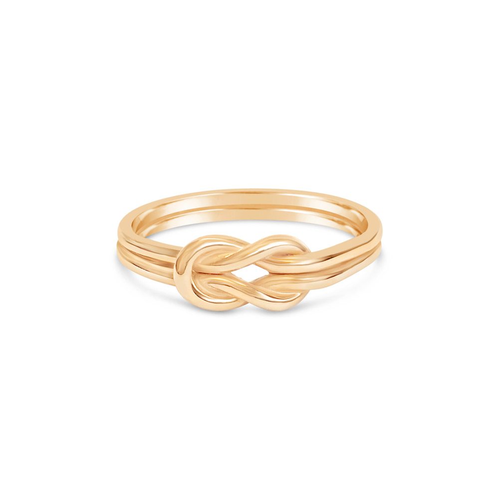 18k gold ring featuring a stylized nautical knot