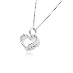 Silver leaf heart pendant on a slender silver chain