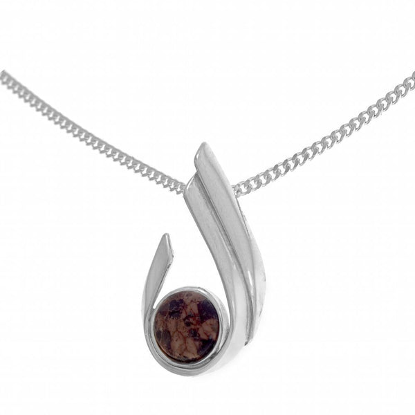 REDE GRANIT halsband med röd granitsten i en silver spiral
