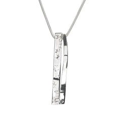 STAM halsband med två vertikala silverstavar en texturerad och en slät på ormkedja