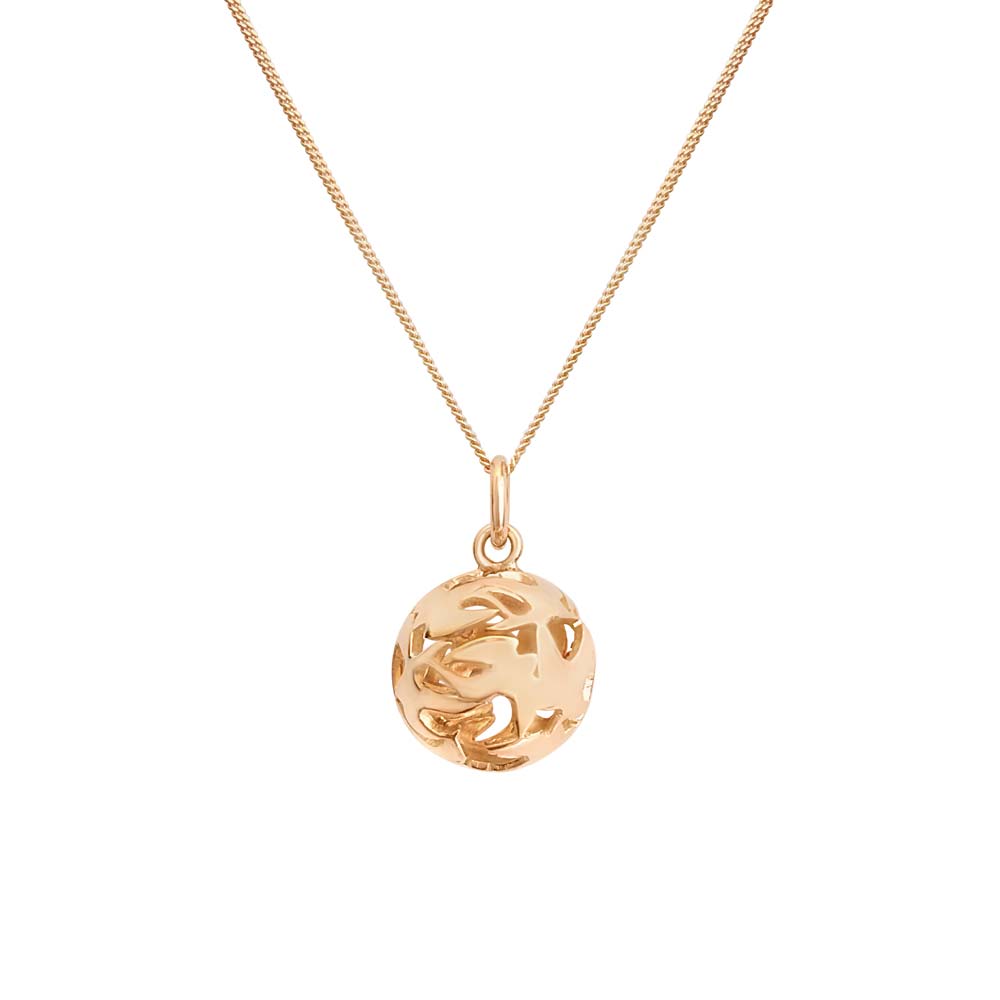 SVALA 18K halsband med rund genombruten medaljong med svalmönster på kedja